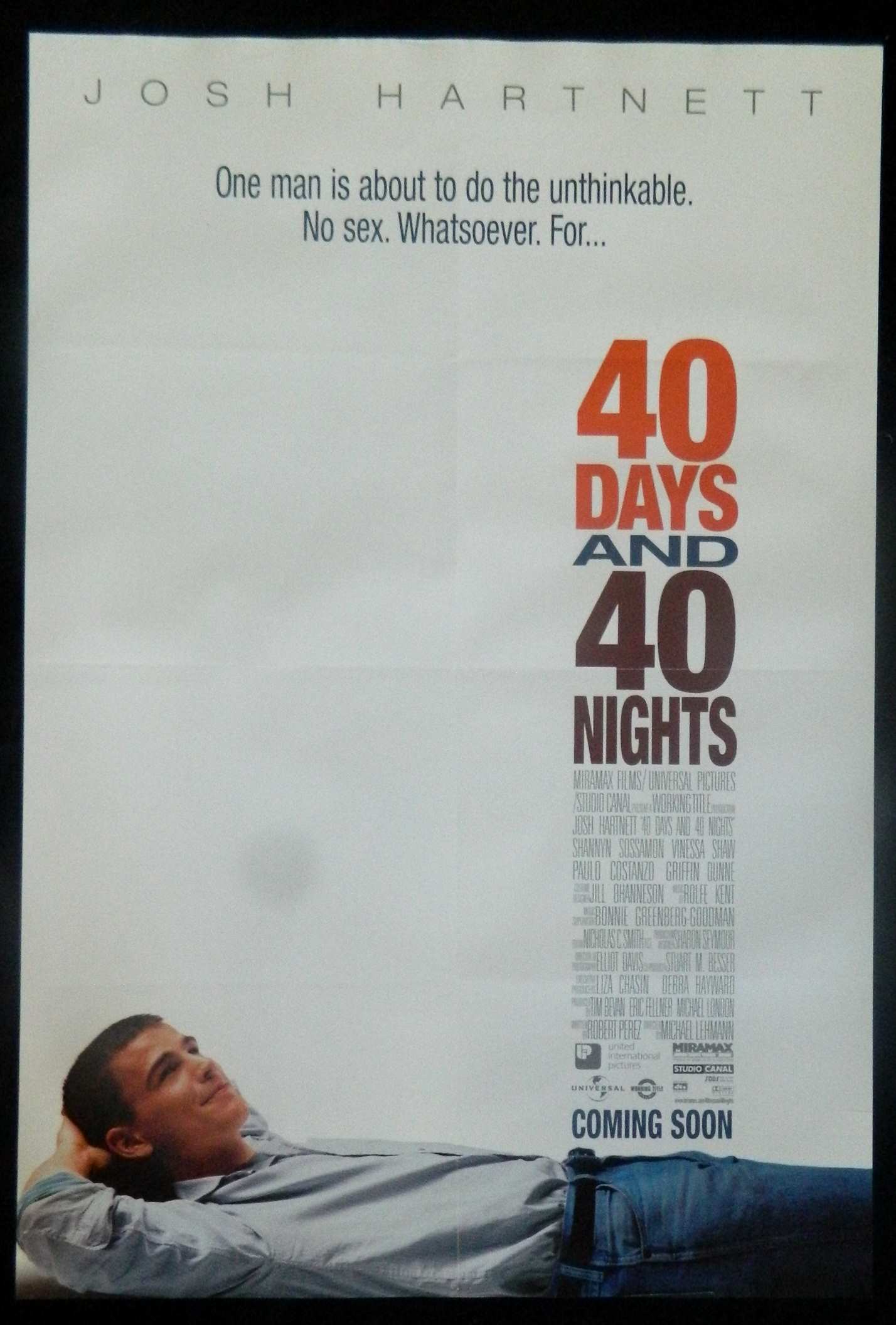40 DAYS AND 40 NIGHTS (2002)— Original Australian one sheet movie poster.