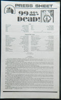 99 and 44/100% DEAD (1974)— Original Australian Press Sheet