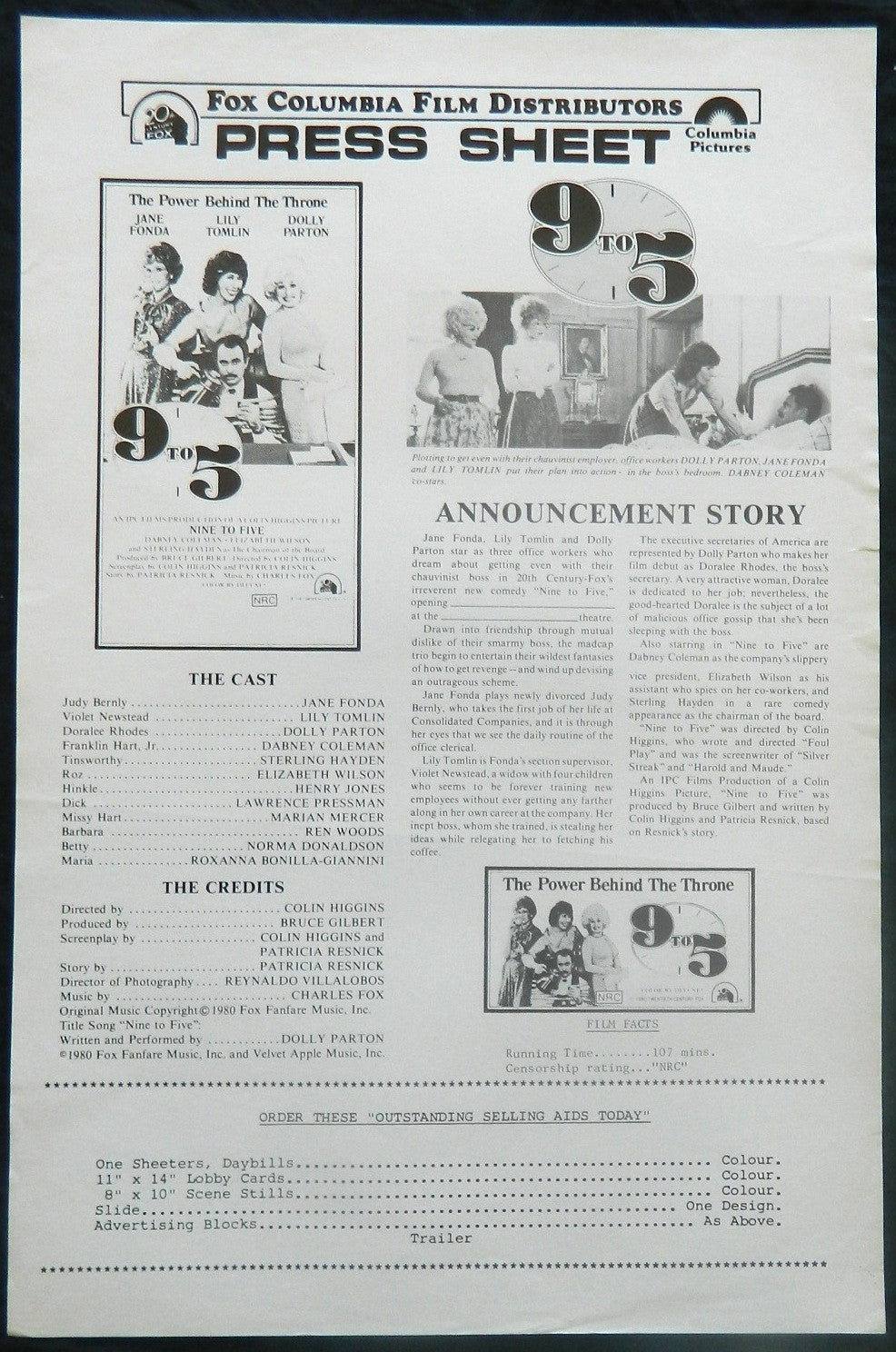 9 TO 5 (1980)— Original Australian Press Sheet
