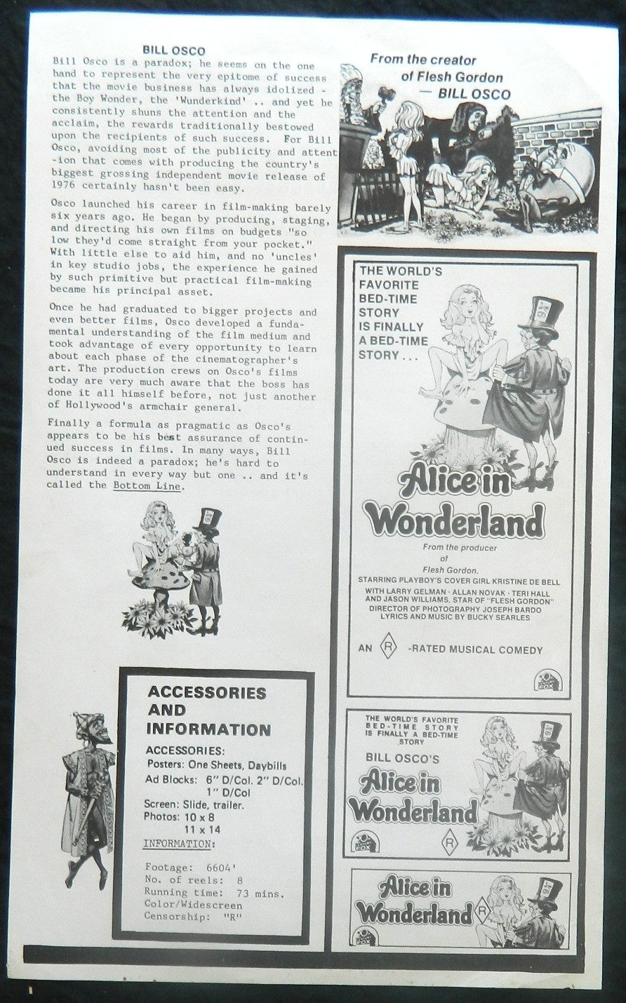 ALICE IN WONDERLAND<R> (1976)— Original Australian Press Sheet