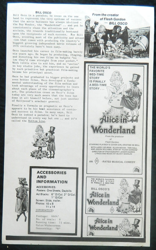 ALICE IN WONDERLAND<R> (1976)— Original Australian Press Sheet