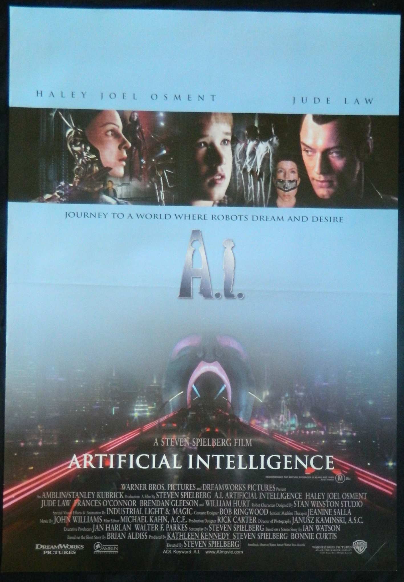 AI ARTIFICIAL INTELLIGENCE (2001)— Original Australian one sheet movie poster.
