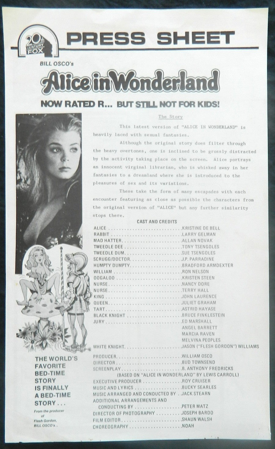 ALICE IN WONDERLAND<R> (1976)— Original Australian Press Sheet