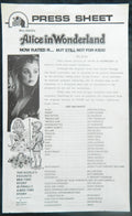 ALICE IN WONDERLAND<R> (1976)— Original Australian Press Sheet