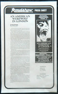 AN AMERICAN WEREWOLF IN LONDON (1981)— Original Australian Press Sheet