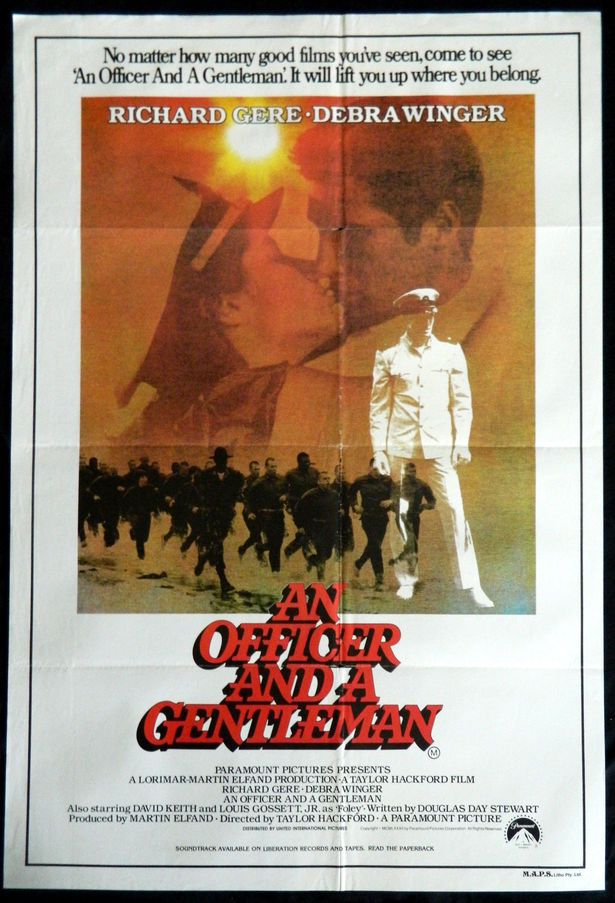 AN OFFICER AND A GENTLEMAN (1982)— Original Australian one sheet movie poster.