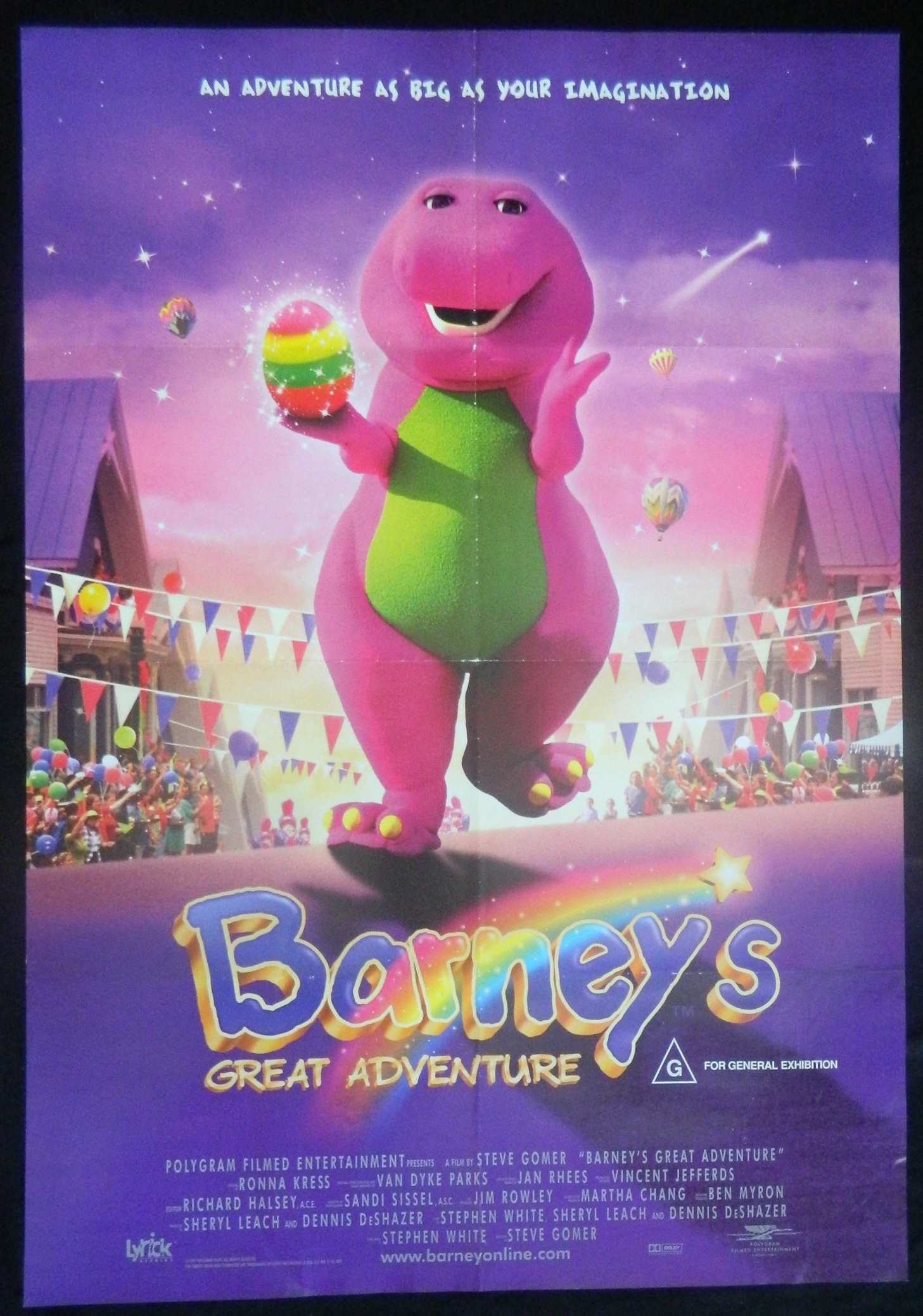 BARNEYS GREAT ADVENTURE (1998)— Original Australian one sheet movie poster.