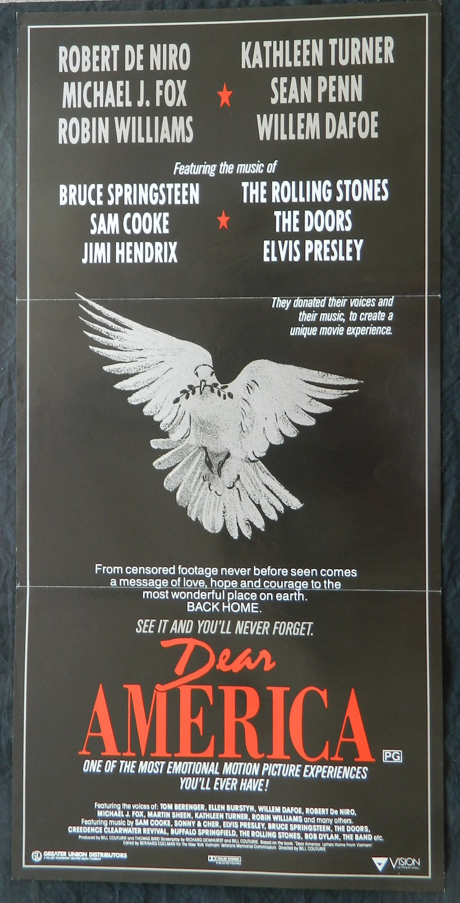 DEAR AMERICA (1987)— Original Australian daybill movie poster.