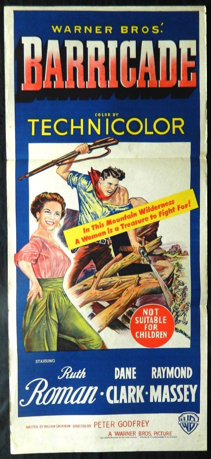 BARRICADE (1950)— Original Australian daybill movie poster.