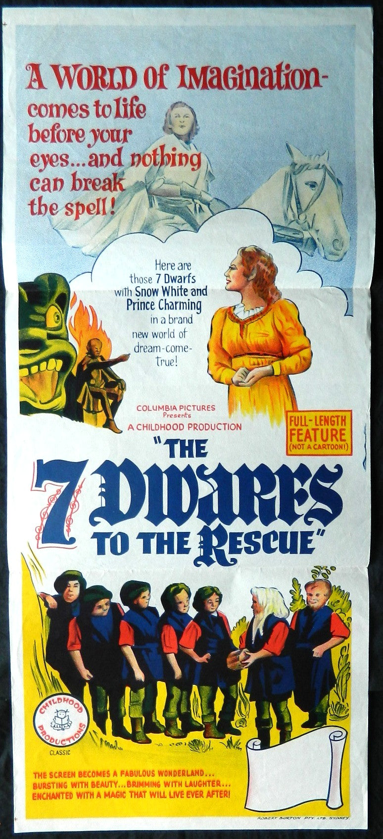7 DWARFS TO THE RESCUE (1965)— Original Australian daybill movie poster.