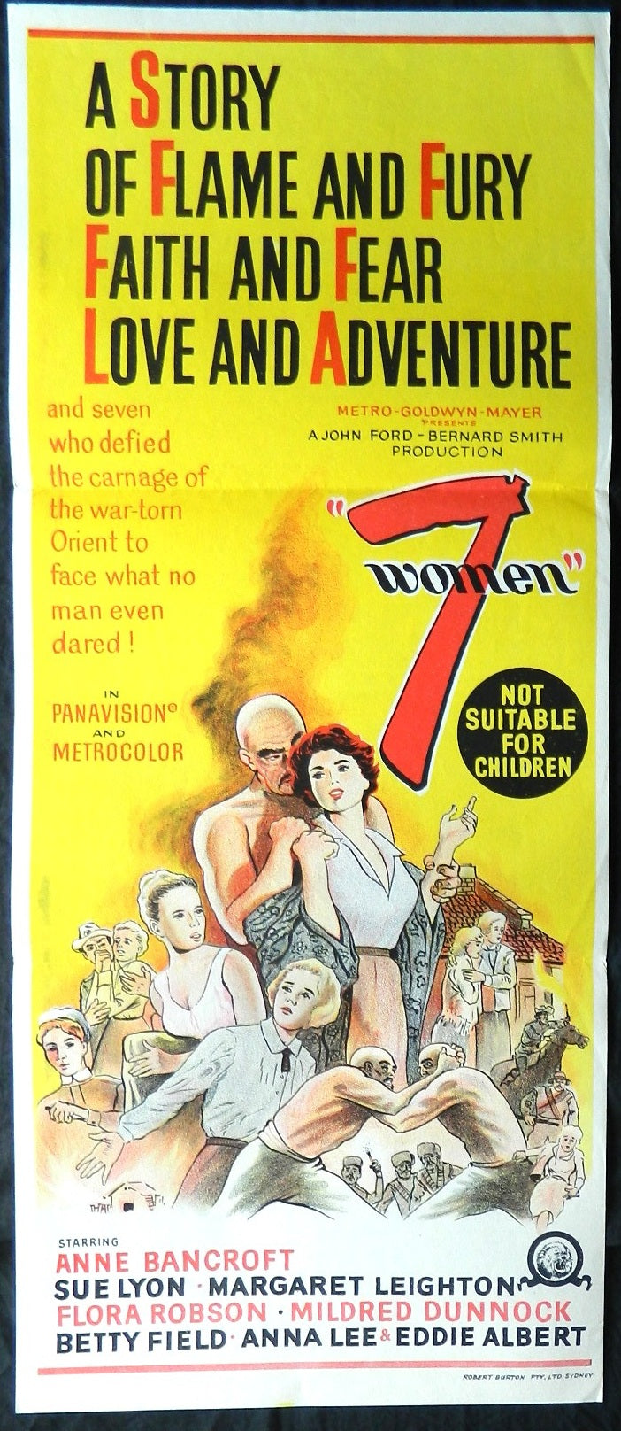 7 WOMEN (1966)— Original Australian daybill movie poster.