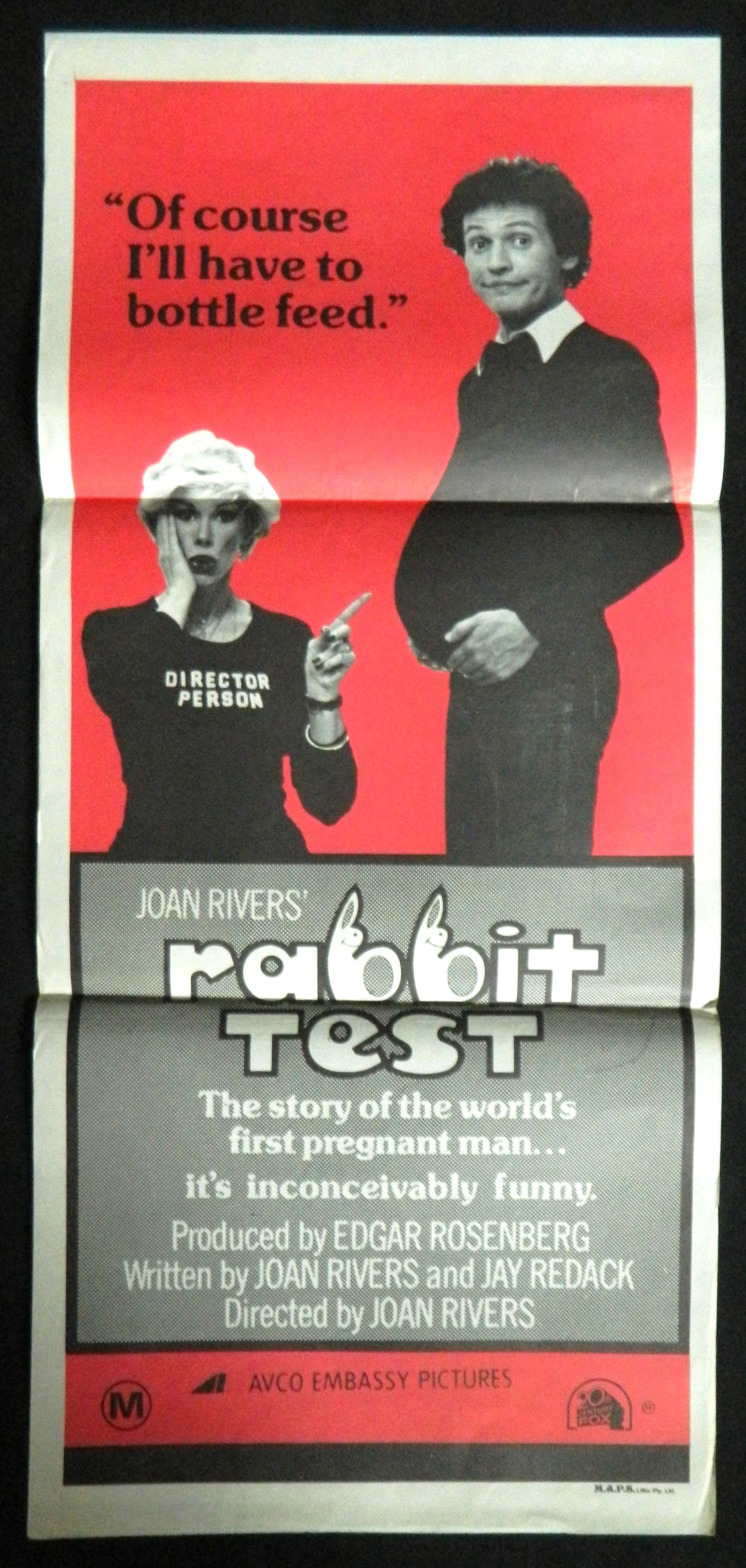 RABBIT TEST (1978) — Original Australian daybill movie poster