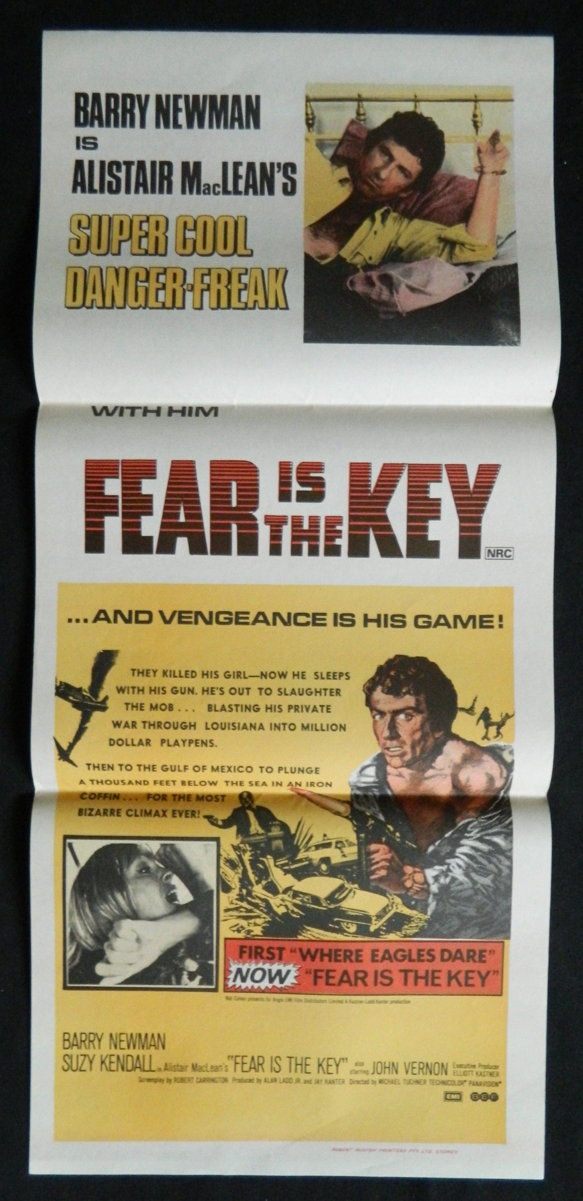 FEAR IS THE KEY (1972)— Original Australian daybill movie poster.