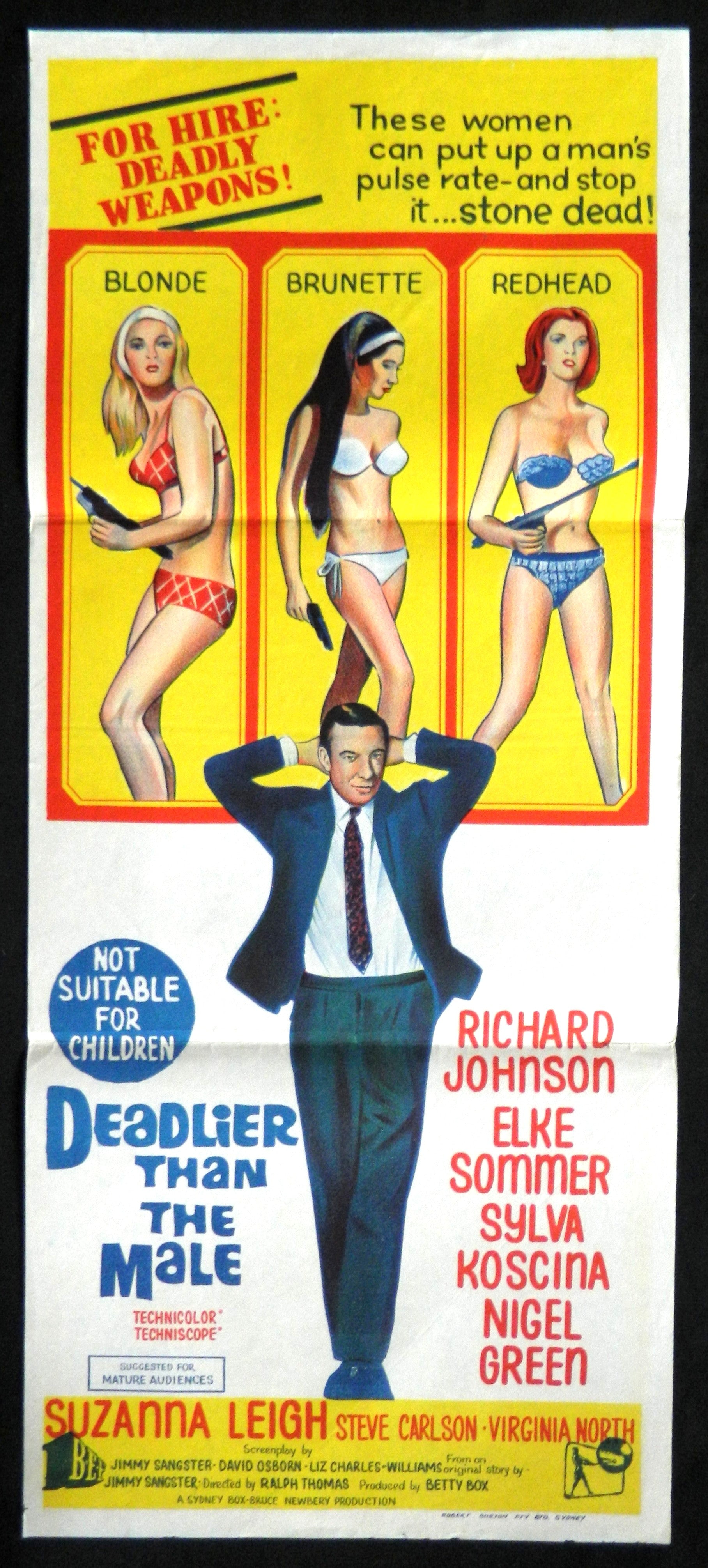 DEADLIER THAN THE MALE  (1967)— Original Australian daybill movie poster.