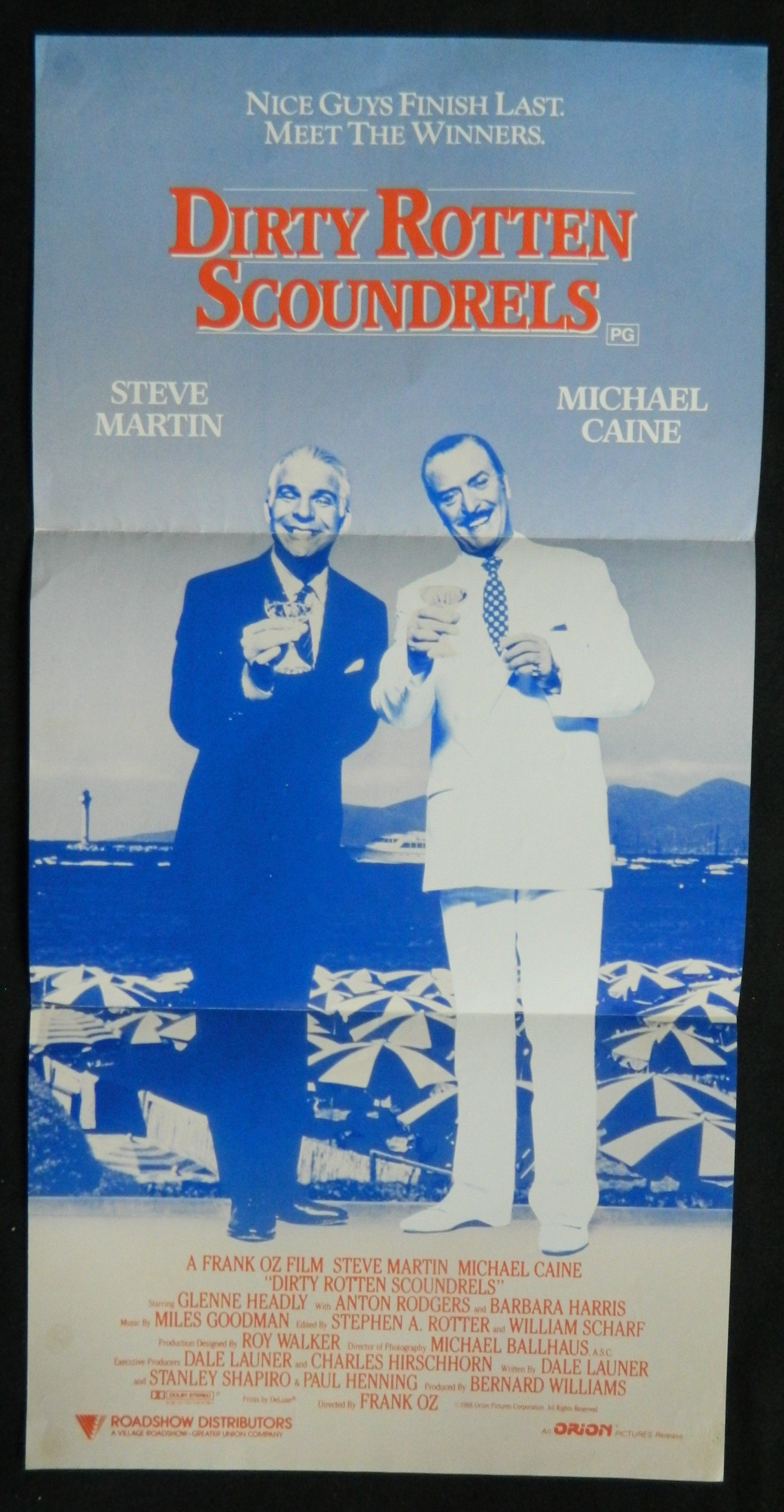 DIRTY ROTTEN SCOUNDRELS (1988)— Original Australian daybill movie poster.