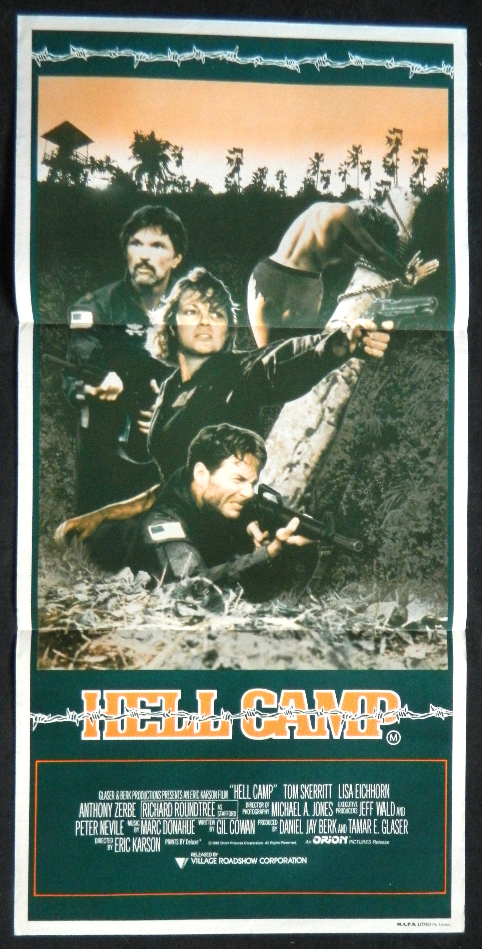 HELL CAMP (1986)— Original Australian daybill movie poster.