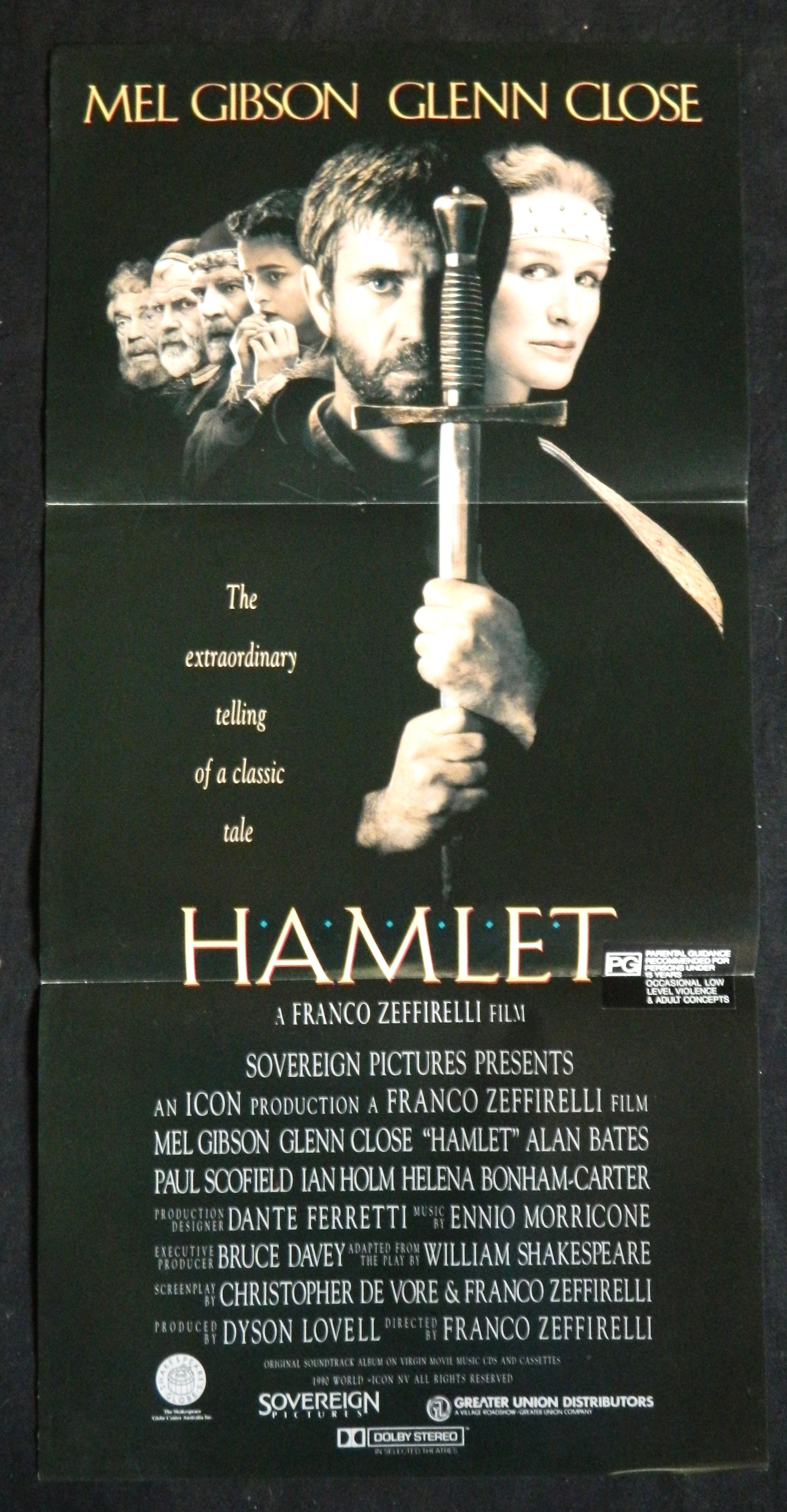 HAMLET  (1990)— Original Australian daybill movie poster.