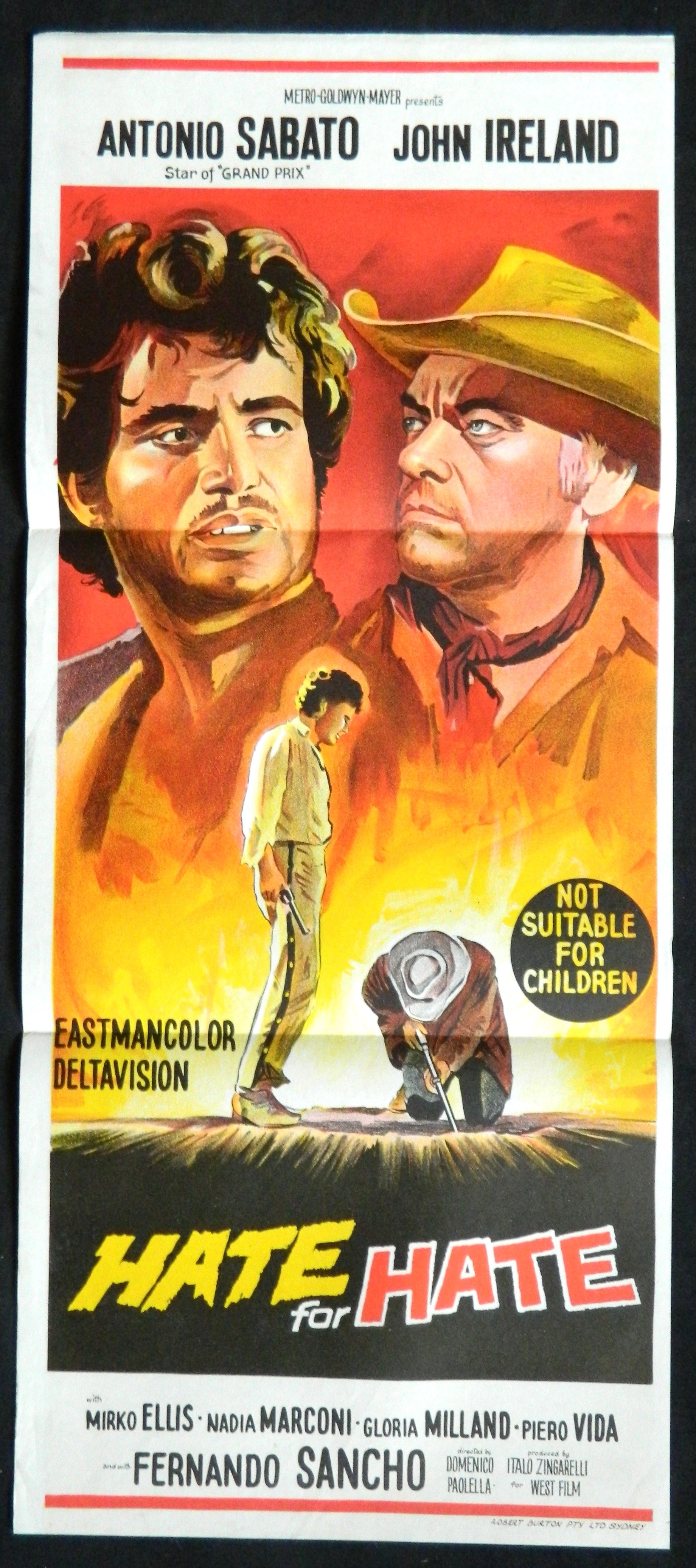 HATE FOR HATE  (1967)— Original Australian daybill movie poster.