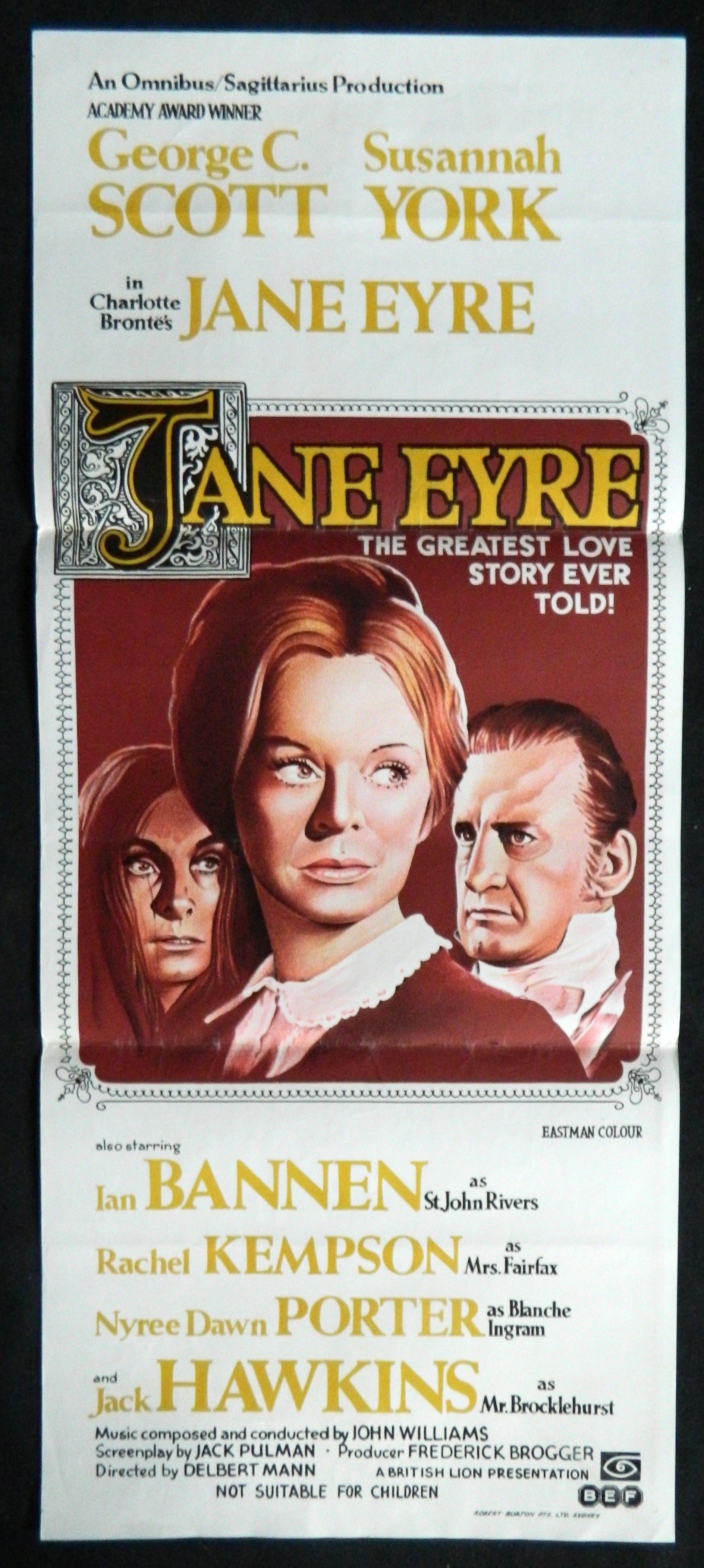 JANE EYRE  (1970)— Original Australian daybill movie poster.