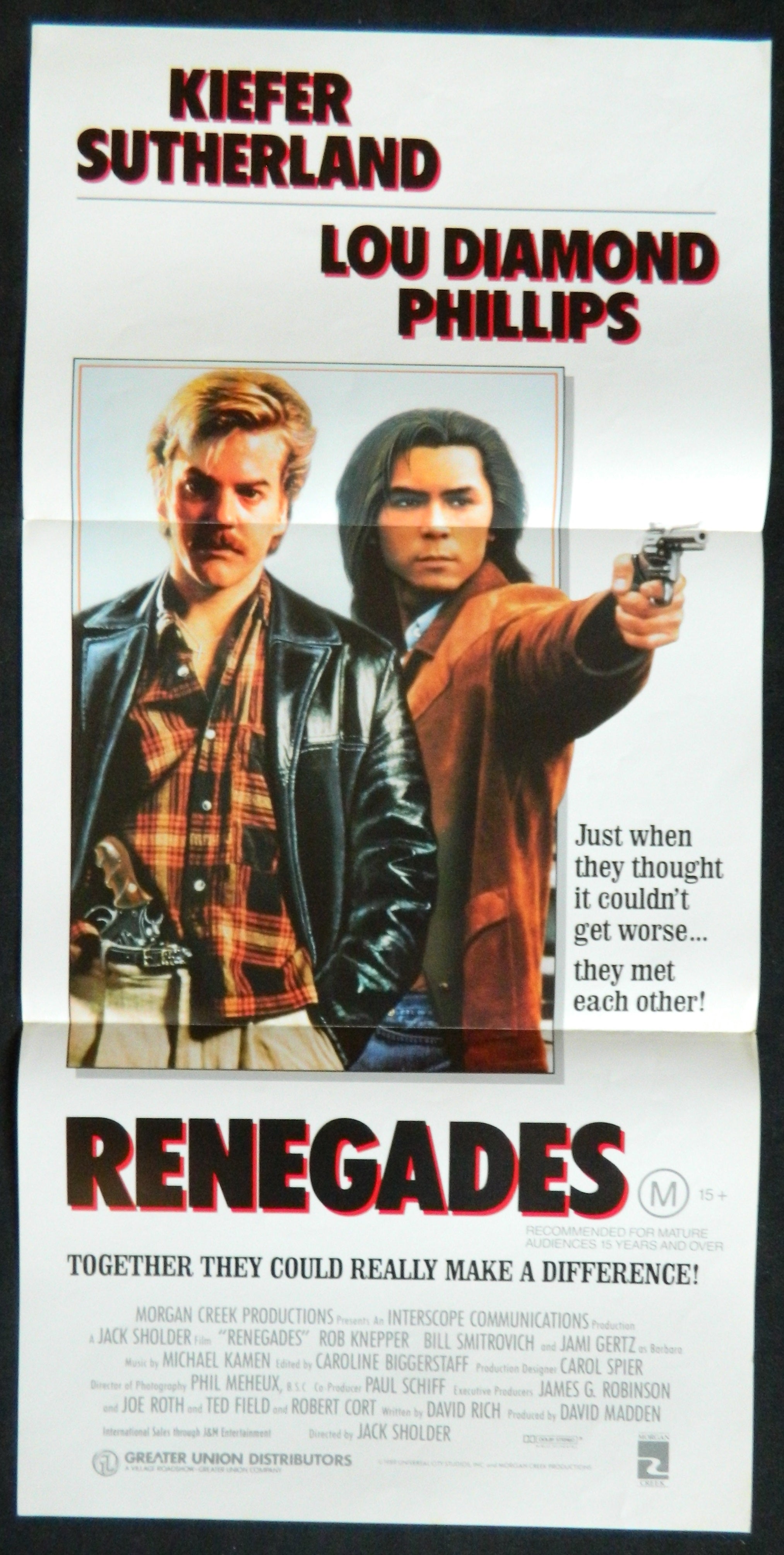 RENEGADES (1989) — Original Australian daybill movie poster