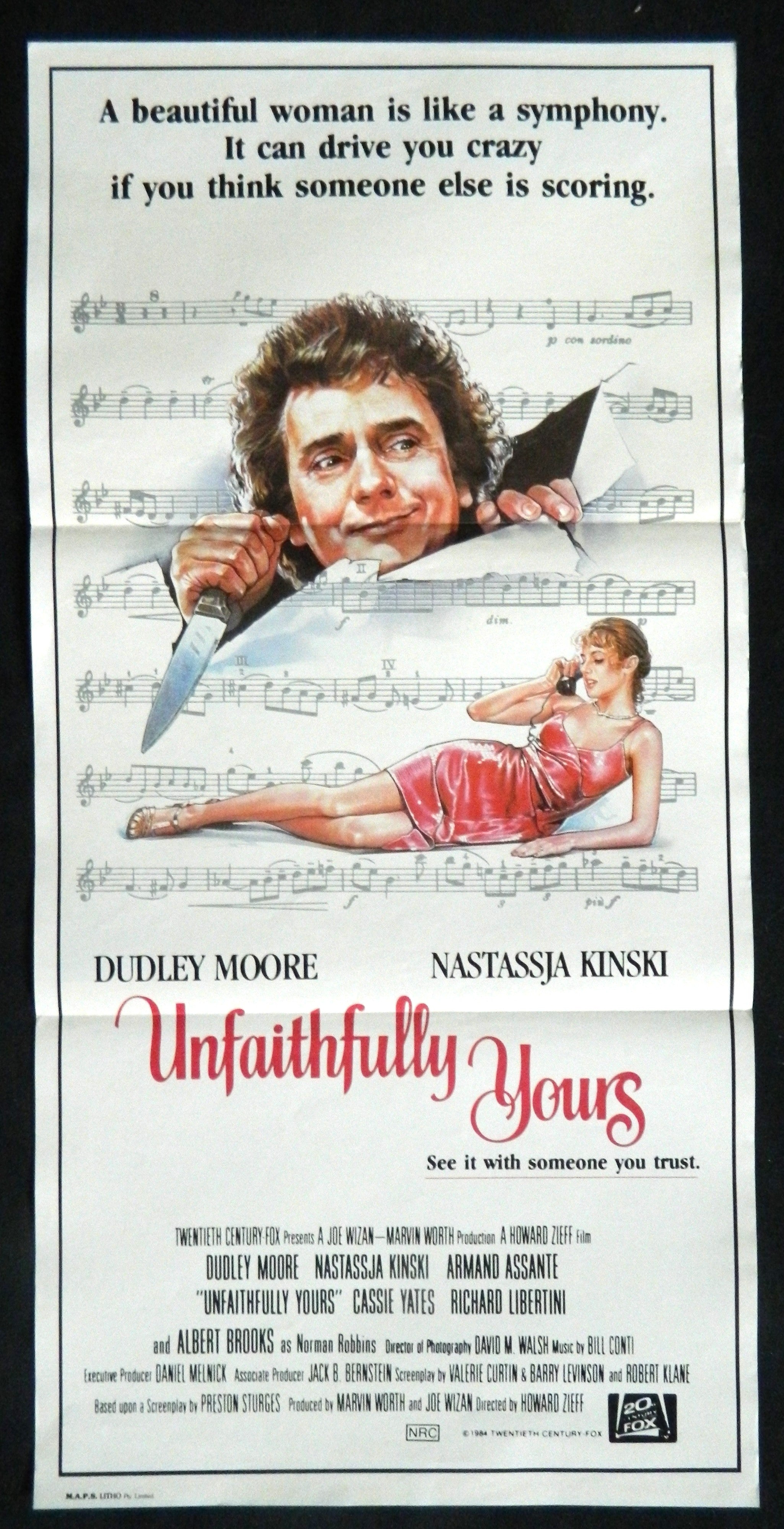 UNFAITHFULLY YOURS  (1984) — Original Australian daybill movie poster