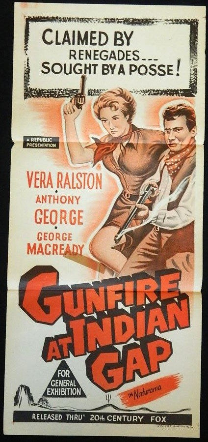 GUNFIRE AT INDIAN GAP (1957)— Original Australian daybill movie poster.