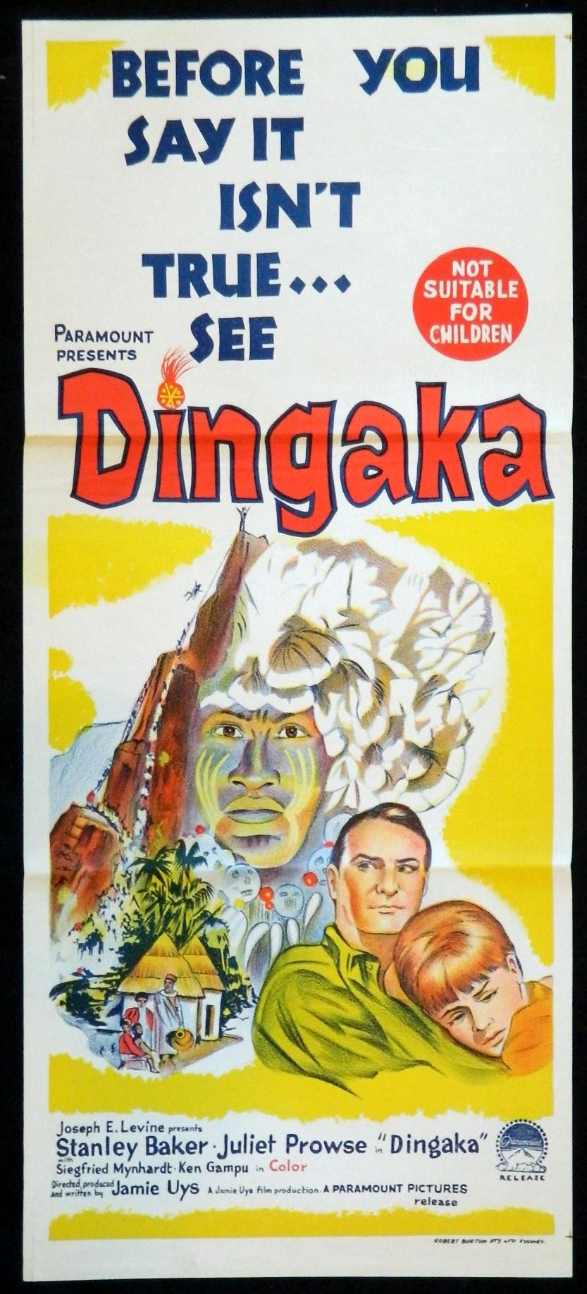DINGAKA (1965)— Original Australian daybill movie poster.