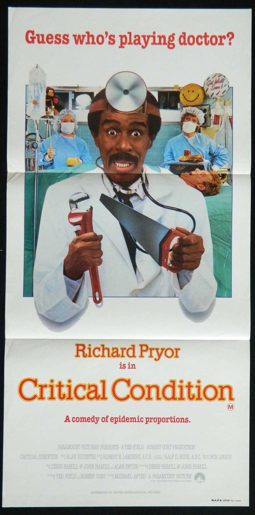 CRITICAL CONDITION (1987)— Original Australian daybill movie poster.