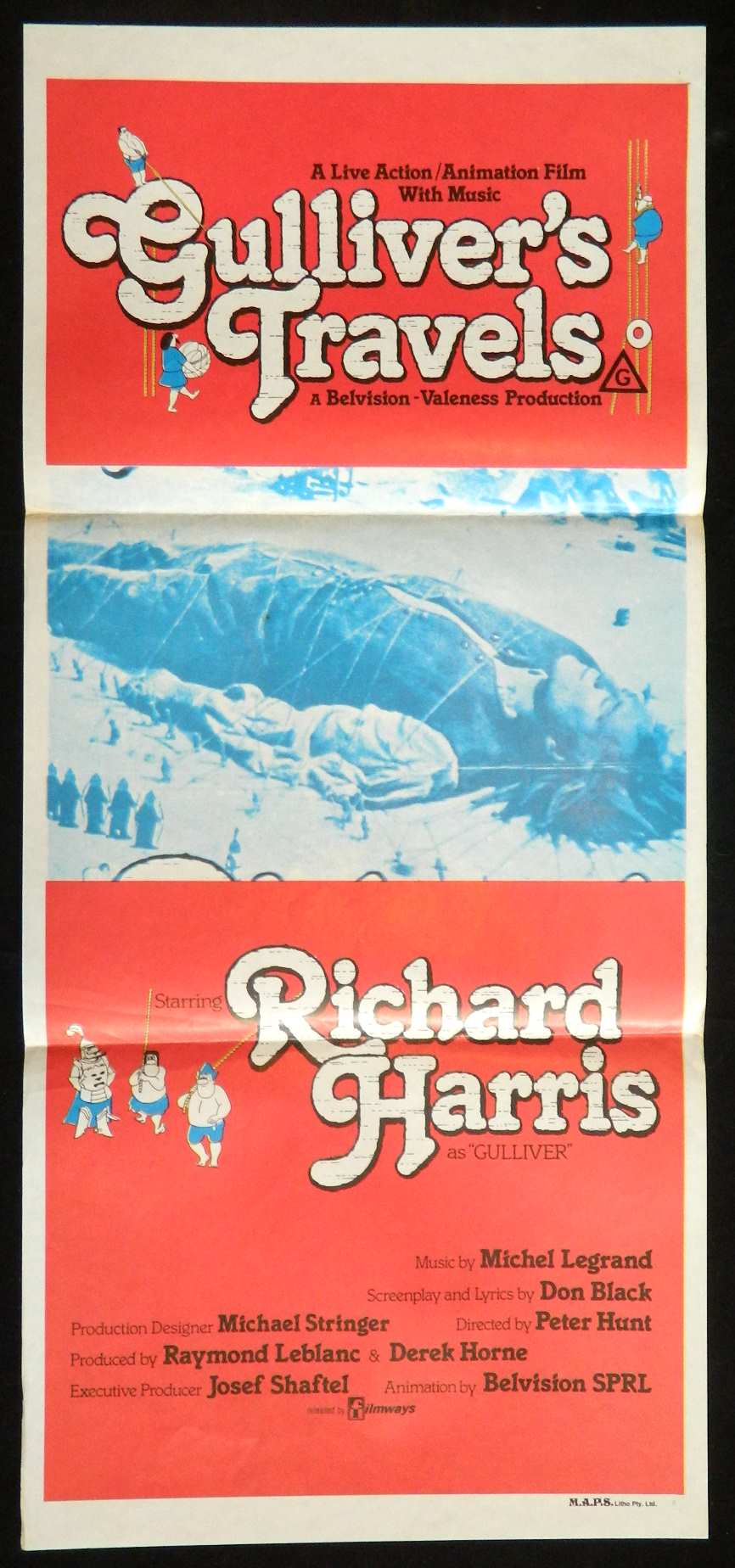 GULLIVERS TRAVELS (1977)— Original Australian daybill movie poster.