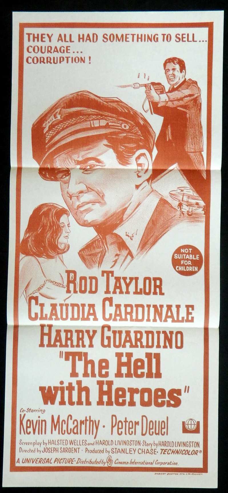 HELL WITH HEROES (1968)— Original Australian daybill movie poster.