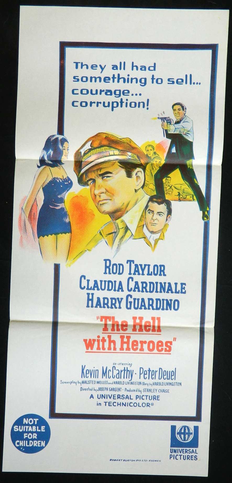 HELL WITH HEROES (1968)— Original Australian daybill movie poster.