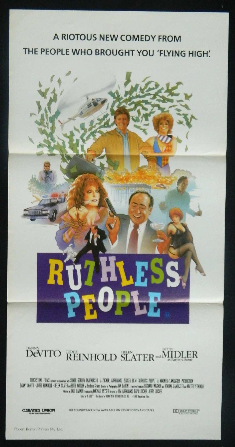 RUTHLESS PEOPLE (1986) — Original Australian daybill movie poster