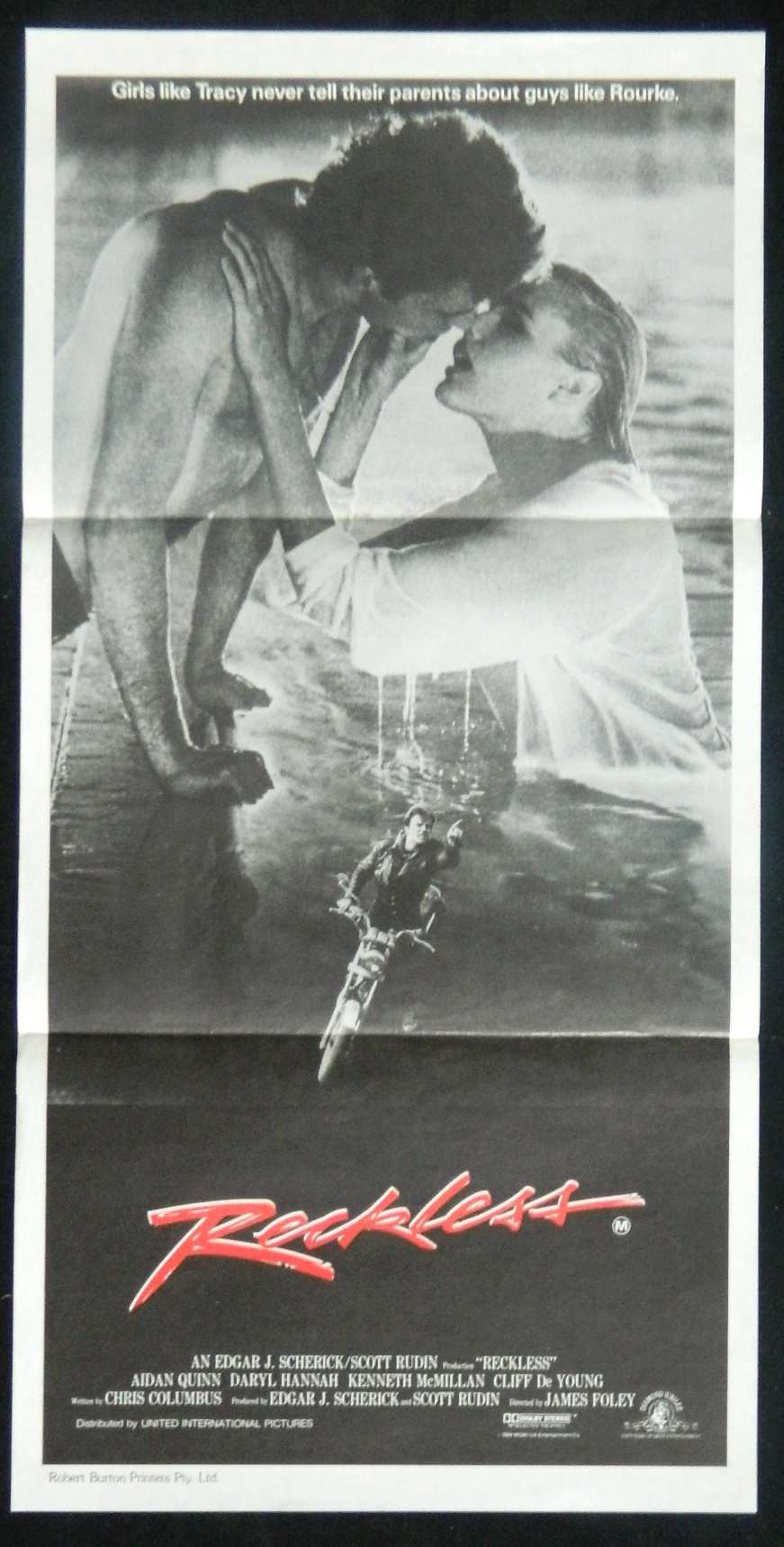 RECKLESS (1984) — Original Australian daybill movie poster