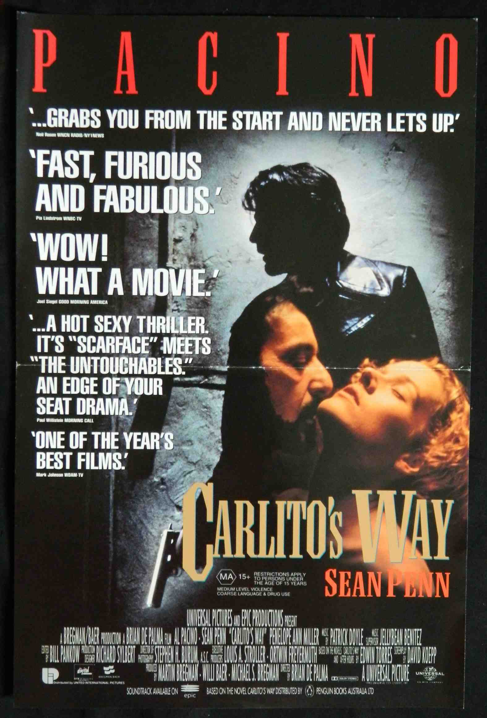CARLITOS WAY (1993) — Original Australian daybill movie poster