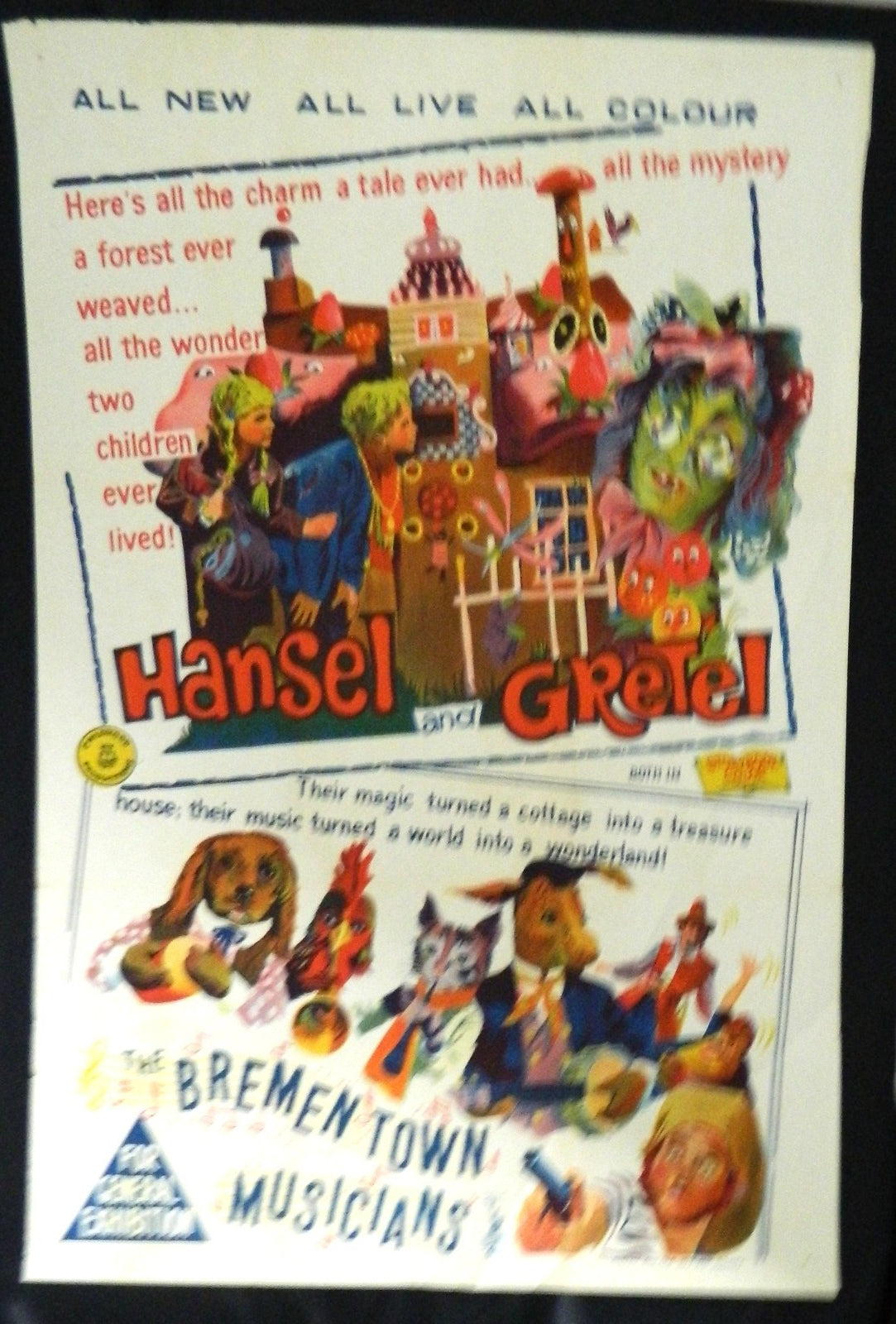 HANSEL & GRETEL + BREMEN TOWN MUSICIANS (1954)— Original Australian one sheet movie poster