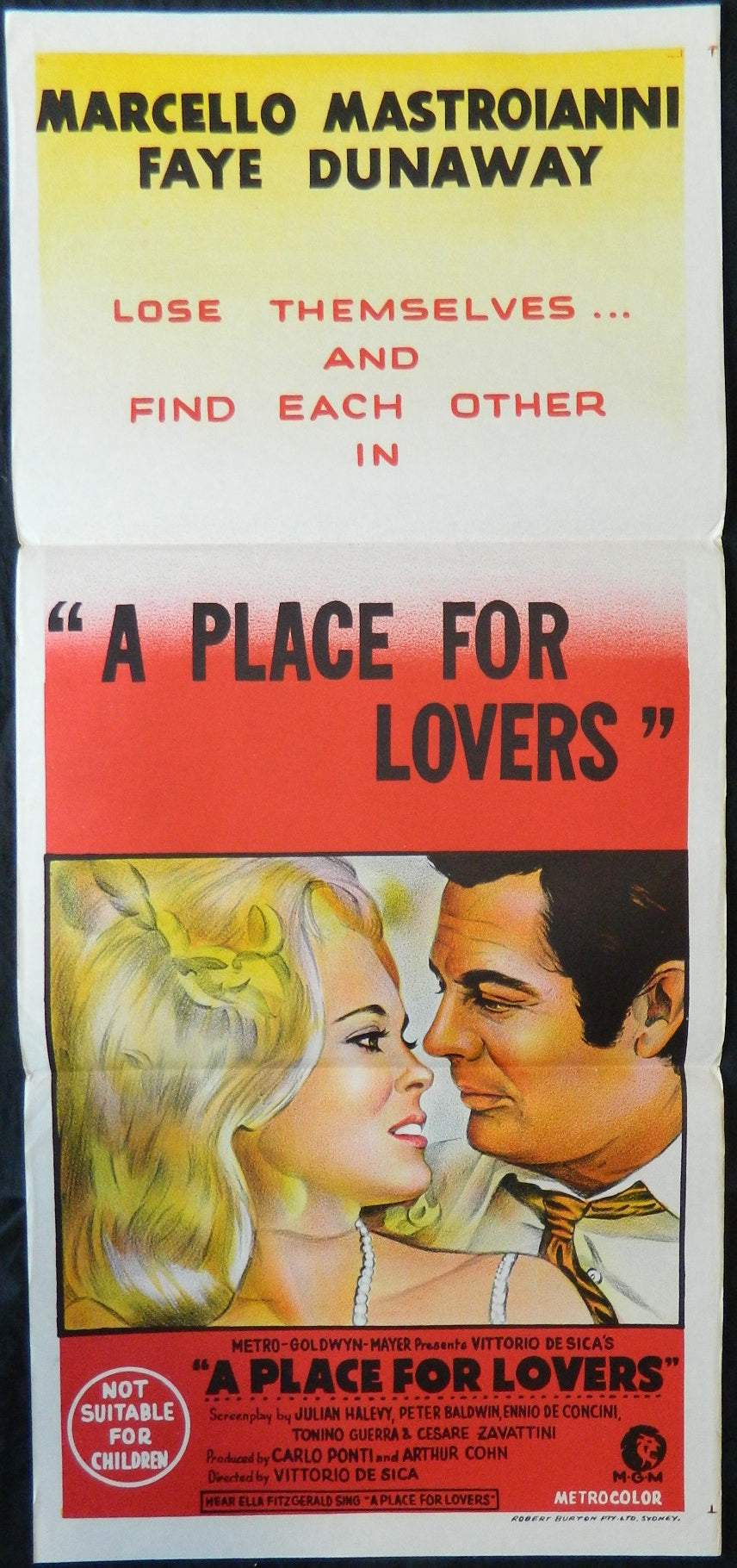 A PLACE FOR LOVERS (1968)— Original Australian daybill movie poster.
