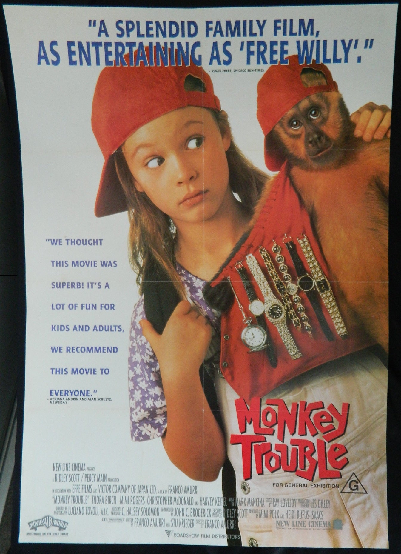 MONKEY TROUBLE (1994)— Original Australian one sheet movie poster.