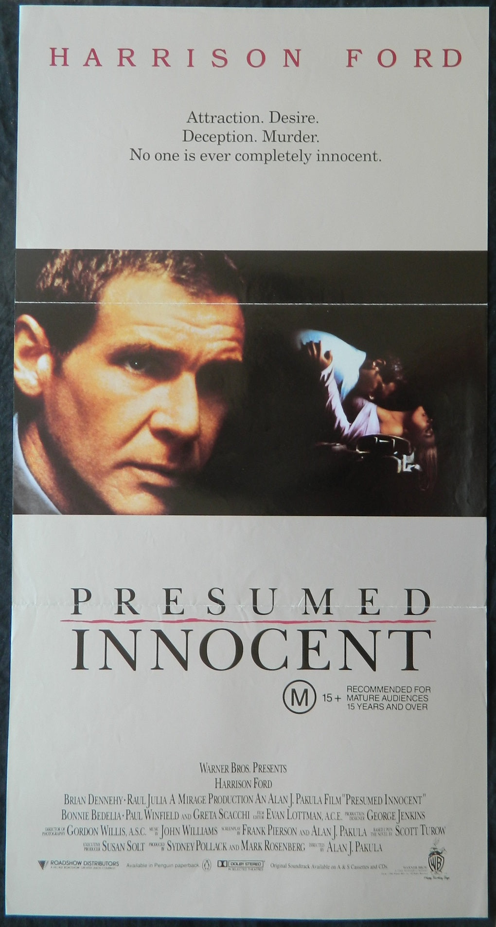 PRESUMED INNOCENT (1990) — Original Australian daybill movie poster