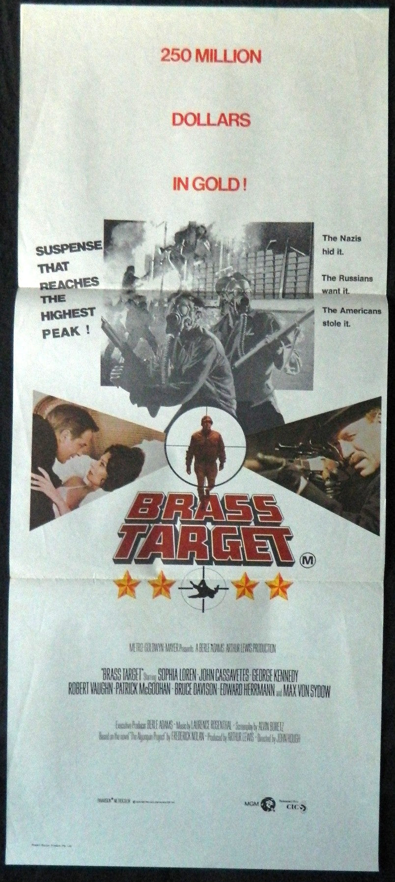 BRASS TARGET (1978)— Original Australian daybill movie poster.