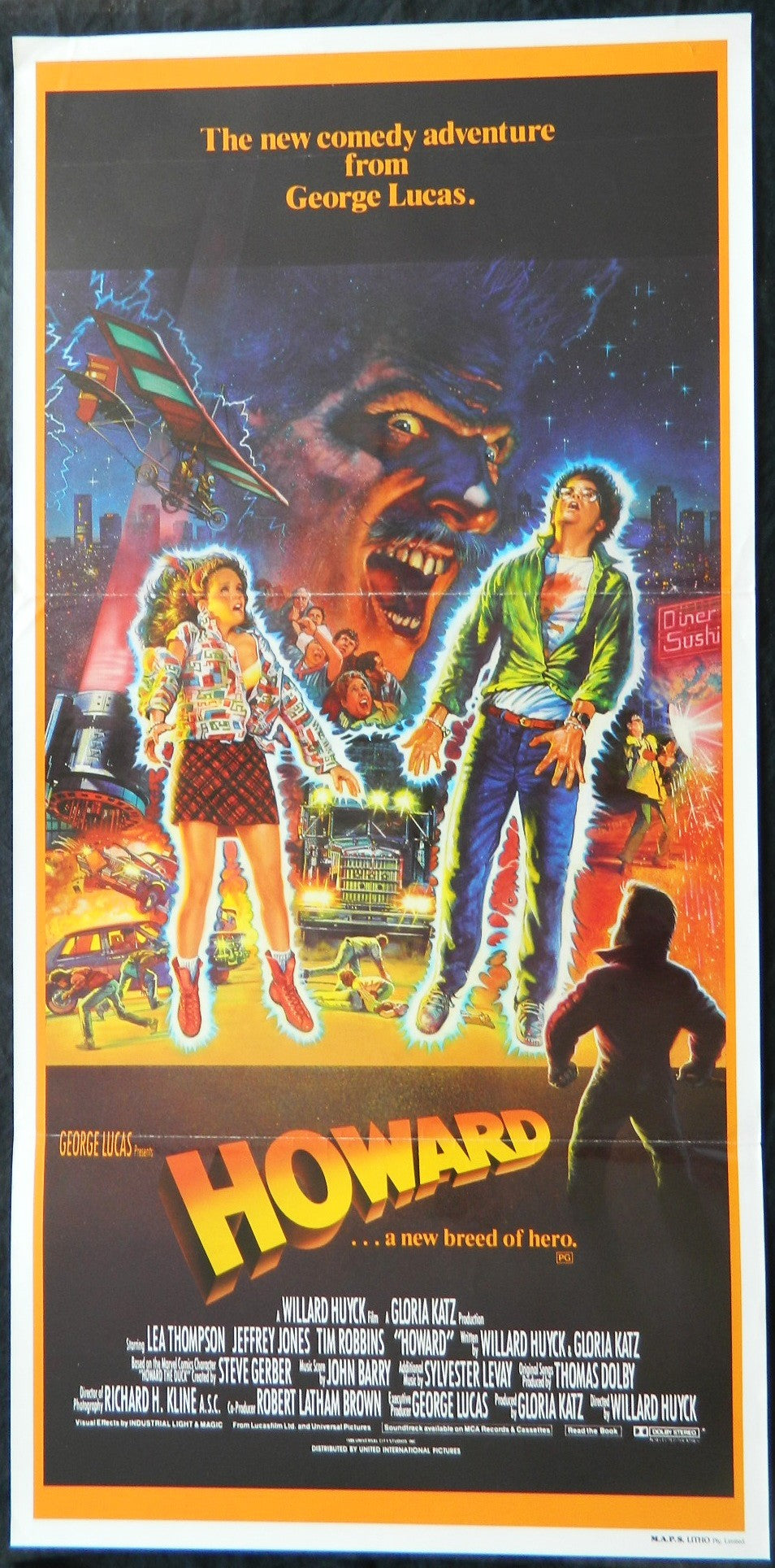 HOWARD A NEW BREED OF HERO (1986) — Original Australian daybill movie poster