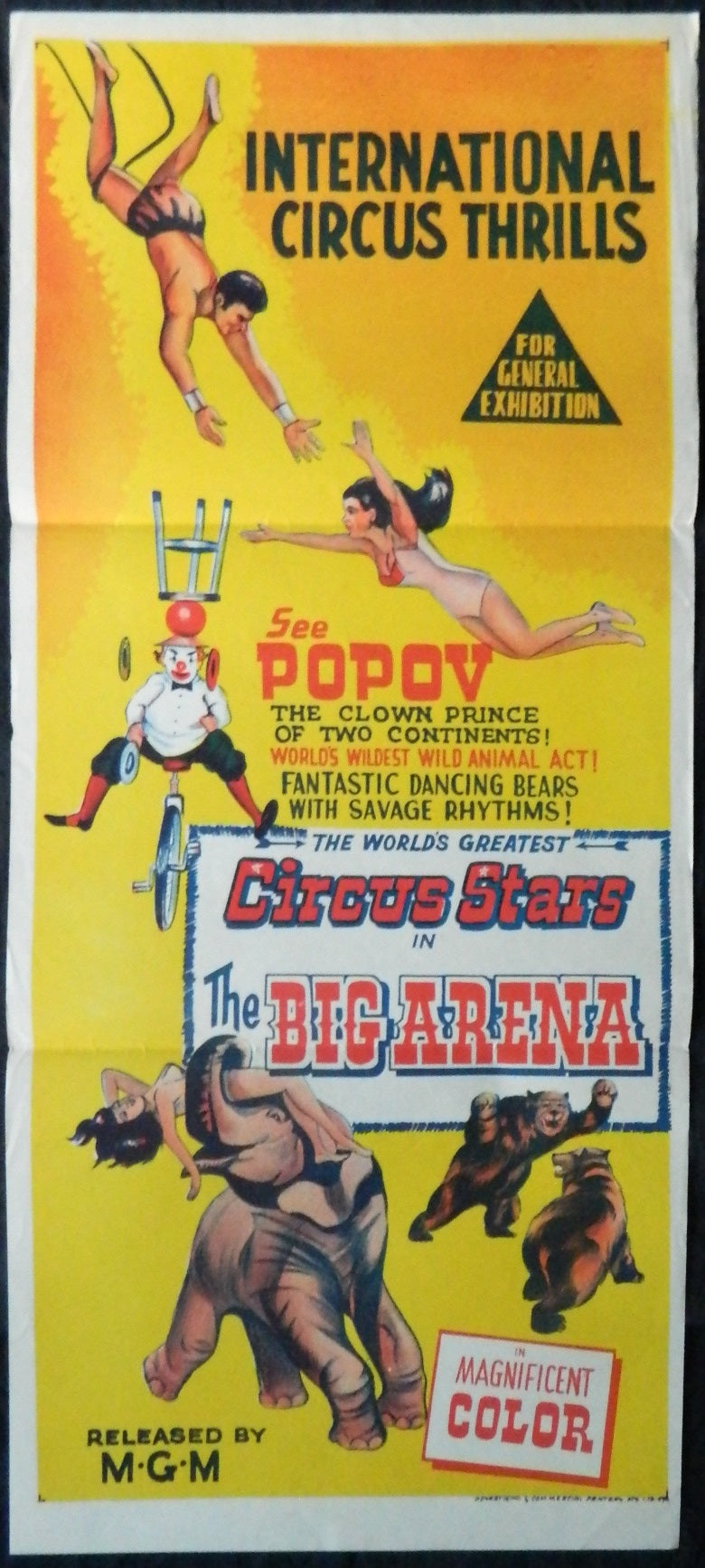 CIRCUS STARS THE BIG ARENA (1958)— Original Australian daybill movie poster.