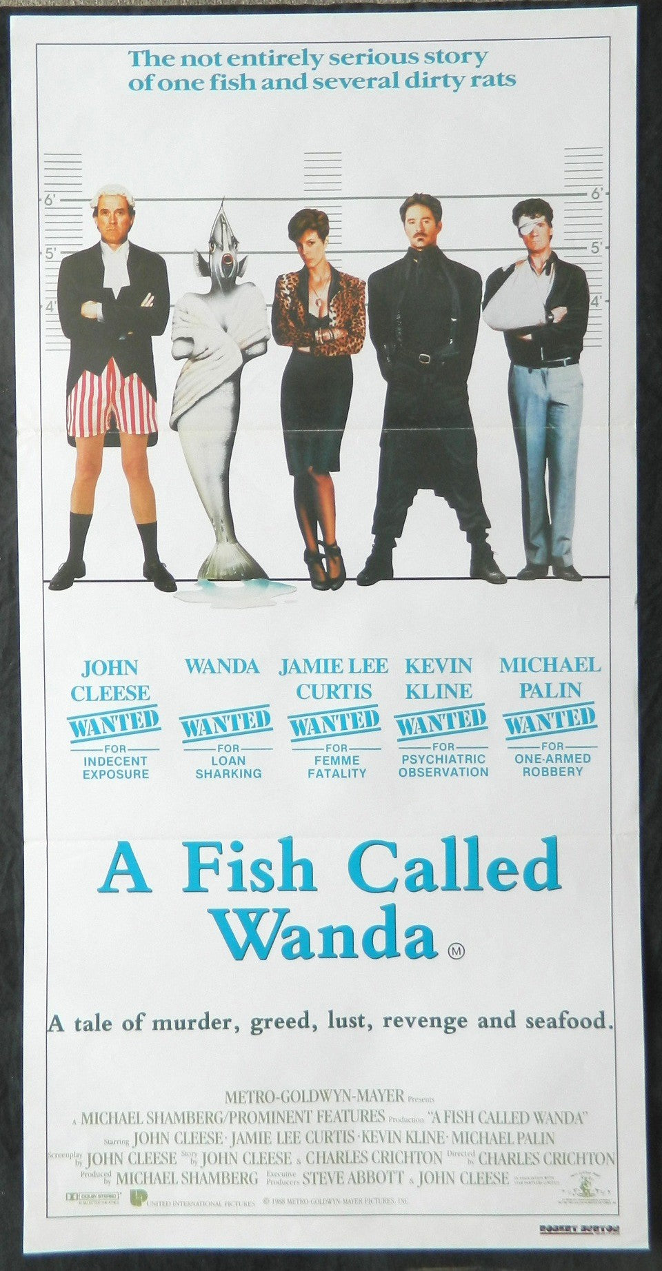 A FISH CALLED WANDA (1988)— Original Australian daybill movie poster.