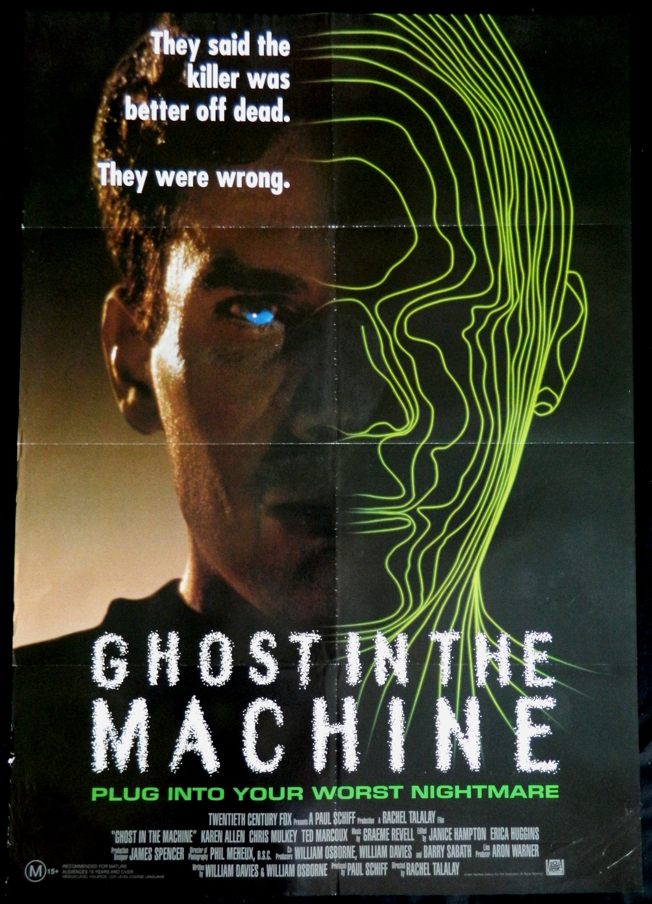 GHOST IN THE MACHINE (1993)— Original Australian one sheet movie poster