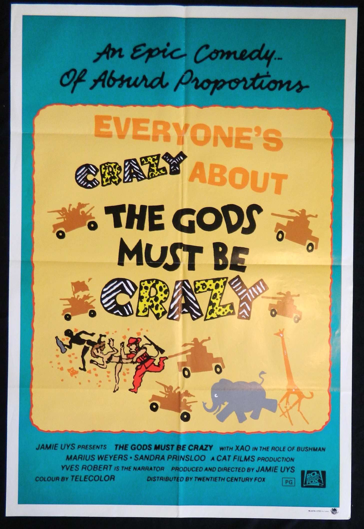 THE GODS MUST BE CRAZY (1980)— Original Australian one sheet movie poster