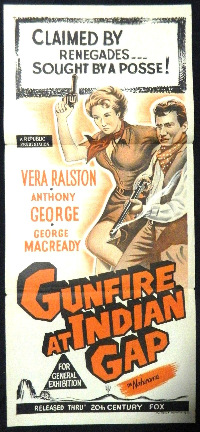 GUNFIRE AT INDIAN GAP (1957) — Original Australian daybill movie poster