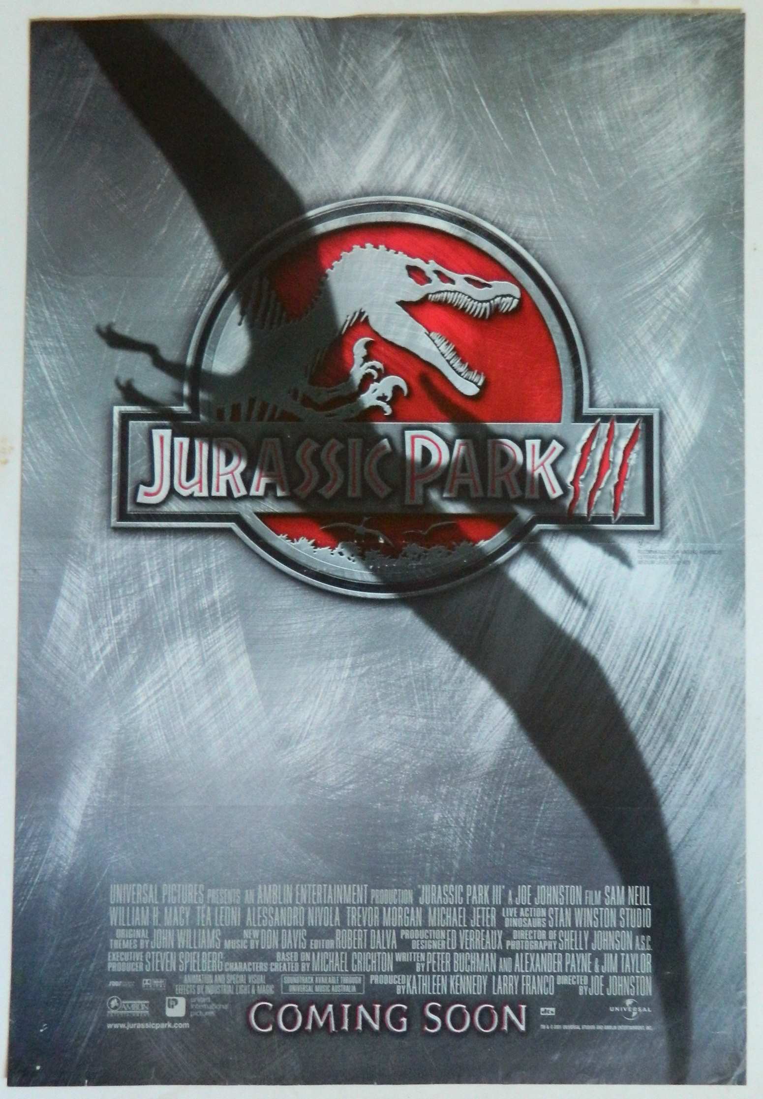 JURRASIC PARK 3 (2001)— Original Australian one sheet movie poster