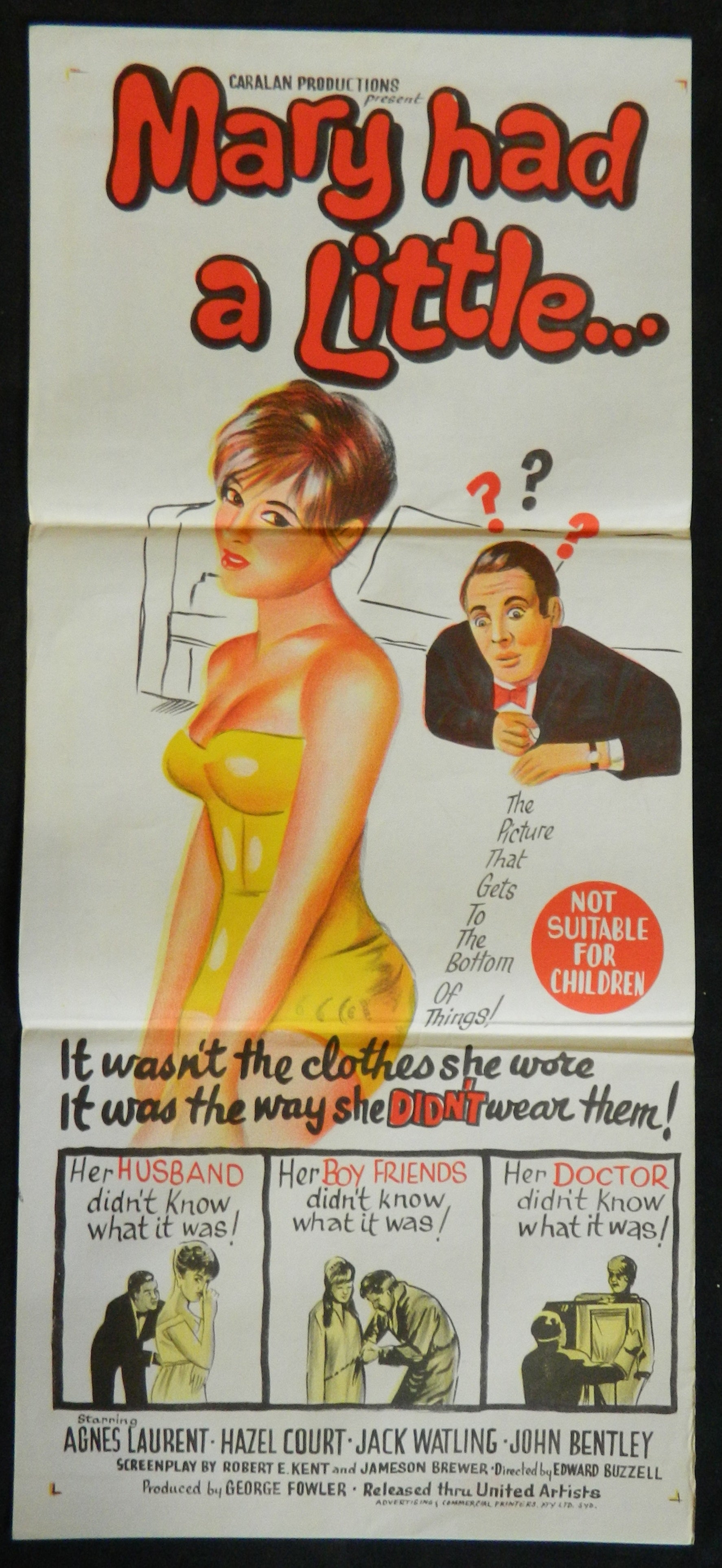 MARY HAD A LITTLE  (1961) — Original Australian daybill movie poster