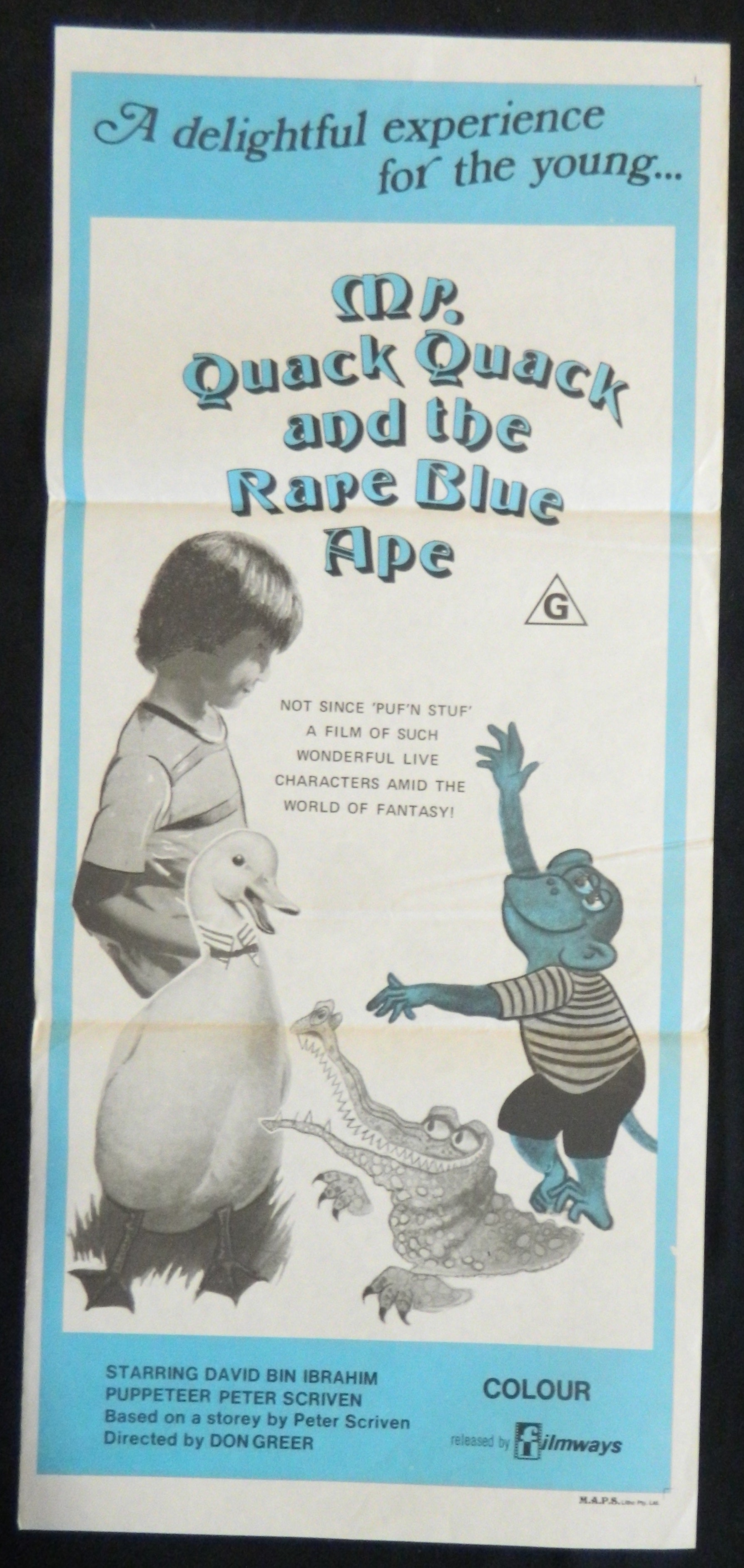 MR QUACK QUACK AND THE RARE BLUE APE  (1974) — Original Australian daybill movie poster