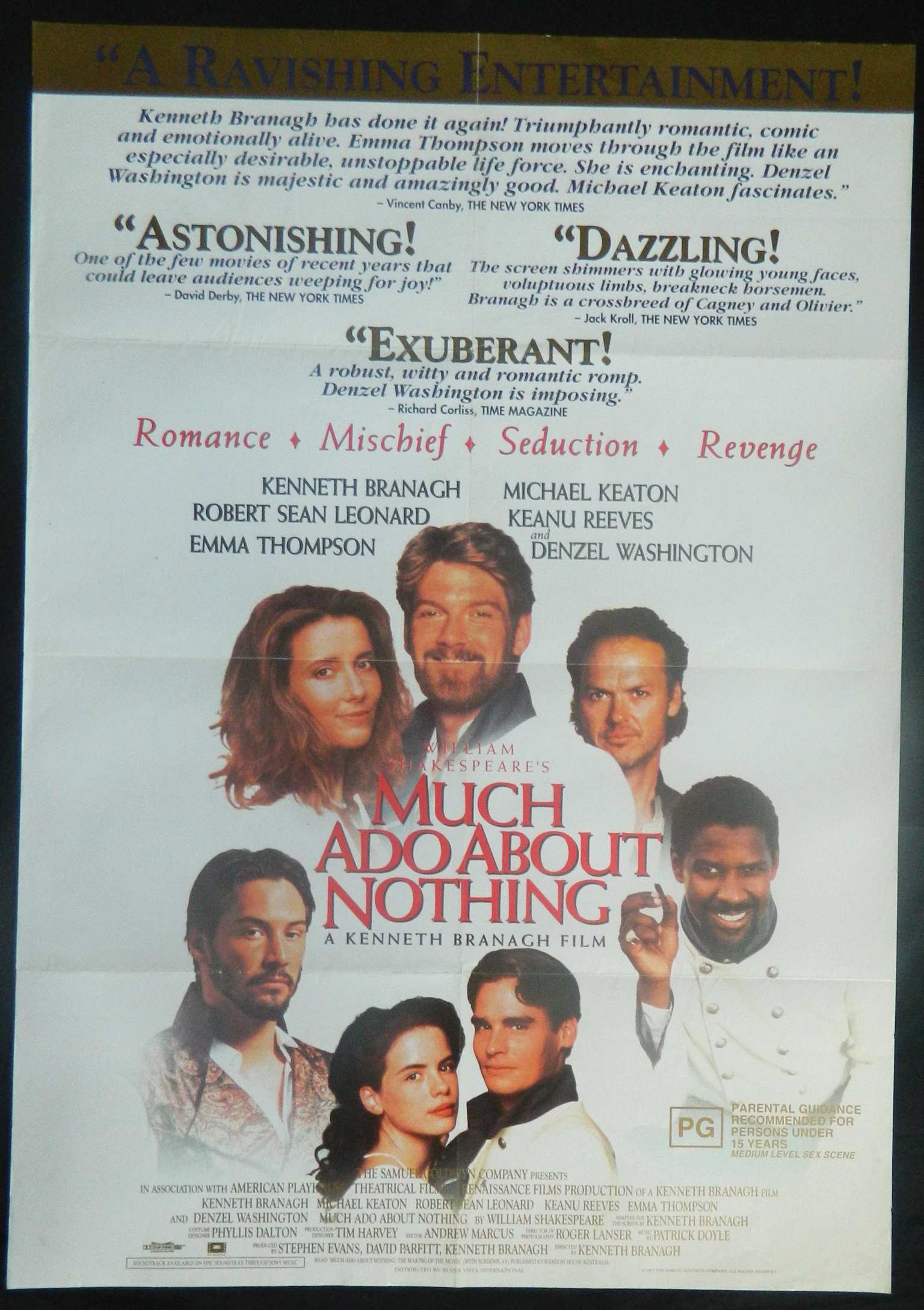 MUCH ADO ABOUT NOTHING (1993)— Original Australian one sheet movie poster