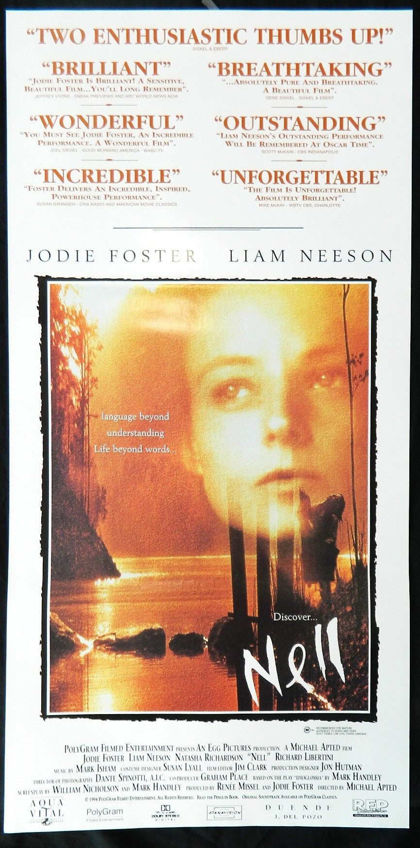 NELL  (1994) — Original Australian daybill movie poster